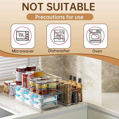 Clear Fridge Organizer, Refrigerator Organizer Bins with Handle, Freezer, Kitchen Cabinet, Pantry Organization, BPA Free Fridge Organizers (12.4 inch 8 Pack) - My Kitchen Products