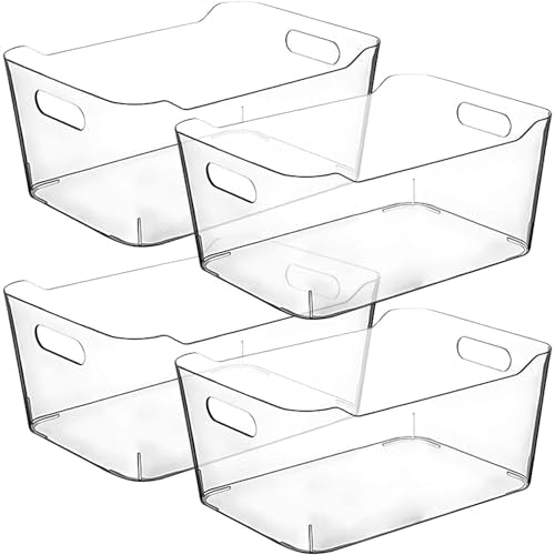 Clear Plastic Storage Bins for Kitchen Organization or Pantry Organizers and Storage, Freezer Fridge Organizer Storage