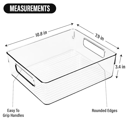 Clear Plastic Storage Bins, Pantry Organizers and Storage, Kitchen Organization and Storage Containers Bins for Organizing, Fridge, Freezer, Bathroom, Pantries, Medicine Cabinet Organizer Bin - My Kitchen Products