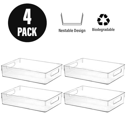 Clear Plastic Storage Bins, Pantry Organizers and Storage, Kitchen Organization and Storage Containers Bins for Organizing, Fridge, Freezer, Bathroom, Pantries, Medicine Cabinet Organizer Bin - My Kitchen Products