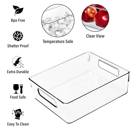 Clear Plastic Storage Bins, Pantry Organizers and Storage, Kitchen Organization and Storage Containers Bins for Organizing, Fridge, Freezer, Bathroom, Pantries, Medicine Cabinet Organizer Bin - My Kitchen Products