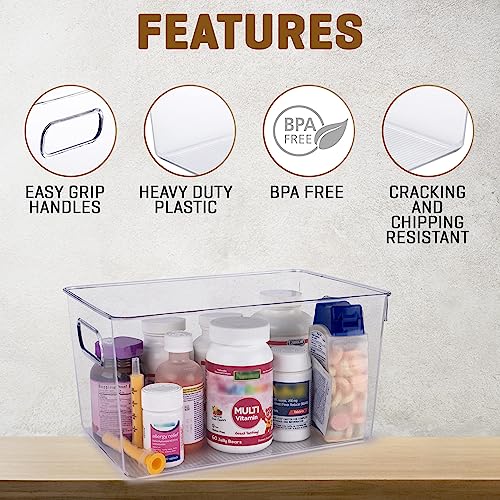 Clear Plastic Storage Bins, Pantry Organizers and Storage or Kitchen Organization and Storage Containers Bins for Organizing, Fridge, Freezer, Bathroom, Pantries, Refrigerator, Cabinet Organizer Bin - My Kitchen Products