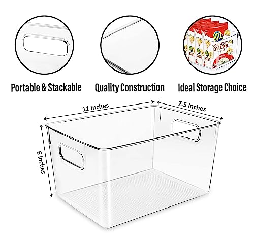 Clear Plastic Storage Bins, Pantry Organizers and Storage or Kitchen Organization and Storage Containers Bins for Organizing, Fridge, Freezer, Bathroom, Pantries, Refrigerator, Cabinet Organizer Bin - My Kitchen Products