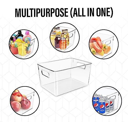 Clear Plastic Storage Bins, Pantry Organizers and Storage or Kitchen Organization and Storage Containers Bins for Organizing, Fridge, Freezer, Bathroom, Pantries, Refrigerator, Cabinet Organizer Bin - My Kitchen Products