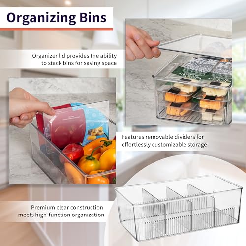 ClearSpace Pantry Organization and Storage Bins with Removable Dividers & Lids – Perfect Pantry Organizers or Kitchen Organization – Refrigerator Organizer Bins, Cabinet Organizers, 2 Pack - My Kitchen Products