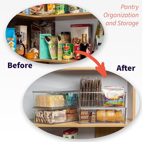 ClearSpace Pantry Organization and Storage Bins with Removable Dividers & Lids – Perfect Pantry Organizers or Kitchen Organization – Refrigerator Organizer Bins, Cabinet Organizers, 2 Pack - My Kitchen Products