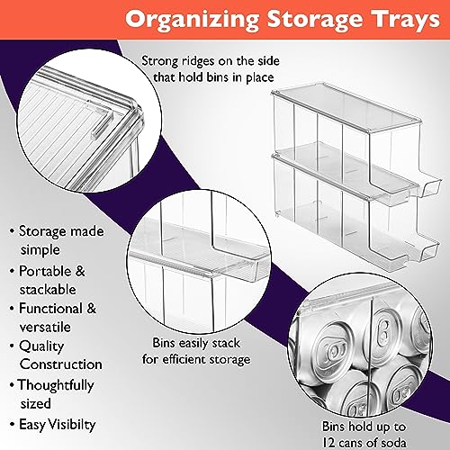 ClearSpace Soda Can Organizer & Soda Can Dispenser for Refrigerator - Fridge Organizer & Stackable Drink Organizer for Fridge or Refrigerator - Holds 12 Cans Each, BPA Free - 2 Pack - My Kitchen Products