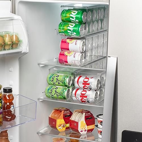 ClearSpace Soda Can Organizer & Soda Can Dispenser for Refrigerator - Fridge Organizer & Stackable Drink Organizer for Fridge or Refrigerator - Holds 12 Cans Each, BPA Free - 2 Pack - My Kitchen Products