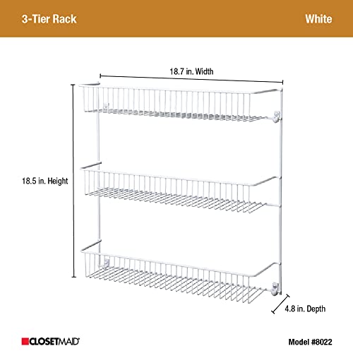 ClosetMaid 3-Tier Hanging Wall Mounted Metal Rack for Spices, Shelf Storage, Pantry Organization, Laundry, Kitchen, Bathroom, White, 8022 - My Kitchen Products