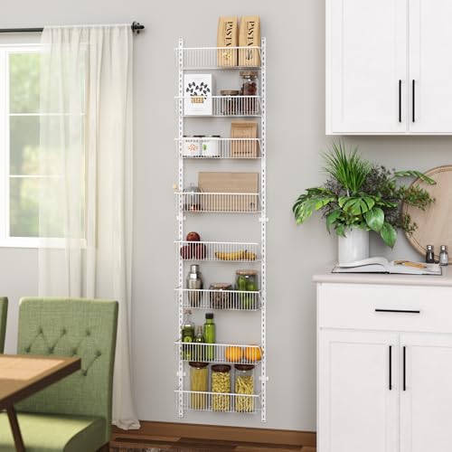 ClosetMaid 97535 Wall or Door Adjustable (8) Basket Organizer, 6.614-Inch D x 77.165-Inch H x 17.992-Inch W, White - My Kitchen Products