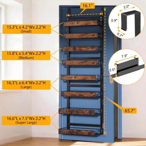 Clothink 8 Tier Over The Door Pantry Orangizer 2 IN 1 Wall Mounted or Hanging Spice Rack with Adjustable Wood Basket,Heavy Duty Seasoning Storage Shelf for Kitchen Pantry and Bathroom - My Kitchen Products