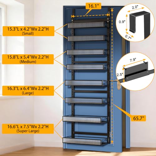 Clothink Over the Door Pantry Organizer 8 Tiers Hanging Door or Wall Mounted Spice Rack with Adjustable Acrylic Basket,Heavy Duty Metal Seasoning Storage Shelf for Kitchen Pantry and Bathroom - My Kitchen Products
