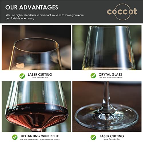 coccot Wine Glasses Set of 6,Crystal White Wine Glasses,Red Wine Glass Set, Wine Glasses Long stem,Clear Lead-Free Premium Blown Glassware (18.5oz,6 pack) - My Kitchen Products