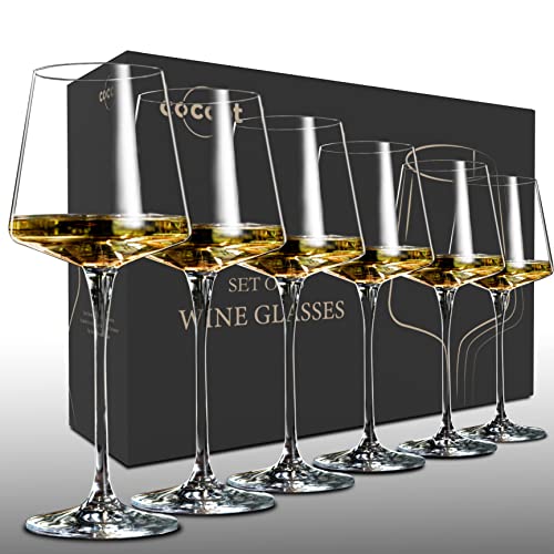 coccot Wine Glasses Set of 6,Crystal White Wine Glasses,Red Wine Glass