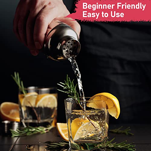 Cocktail Shaker 24oz Martini Shaker Drink Shaker Bar tools with Built-In Strainer for Bartender, Professional 18/8 Stainless Steel Margarita Mixer for Mixed Drinks - My Kitchen Products