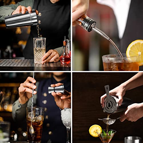 Cocktail Shaker, 27OZ Martini Shaker, Drink Shaker, Cocktail Shaker Set 6 Pcs,Boston Shaker, Bar Set, Cocktail Strainer, Bar tools, Bartender Kit, Stainless Steel Double Measuring Jigger, Mixing Spoon - My Kitchen Products