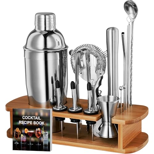 Cocktail Shaker Set, 17 Piece Stainless Steel Mixology Bartender Kit, Drink Martini Shaker, Home Bar