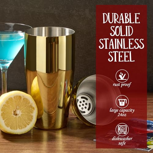 Cocktail Shaker Set Bartender Kit : 12-Piece Bar Tool Set with Bamboo Stand | Bars Set with All Practical Bar Accessories, for Drink Mixing, Bar, Home, Lounge & Party (Gold) - My Kitchen Products