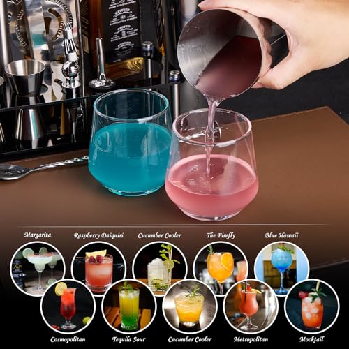 Cocktail Shaker Set Bartender Kit : 15-Piece Bar Tool Set with Acrylic Stand Bars Set with All Practical Bar Accessories, for Drink Mixing, Bar, Home, Lounge & Party, Silver - My Kitchen Products
