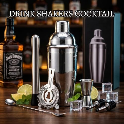 Cocktail Shaker Set Bartender Kit,Professional Bar Set, Martini Shaker, Jigger, Strainer, Mixer Spoon, Muddler, Liquor Pourers Ideal Bar Accessories for Home, Gift for Christmas, Birthday, Beginners - My Kitchen Products