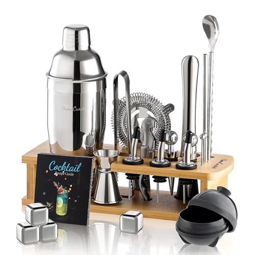 Cocktail Shaker Set,24-Piece Bartender Kit, Complete Bartending Kit Bar Set with Stand,Drink Shaker &