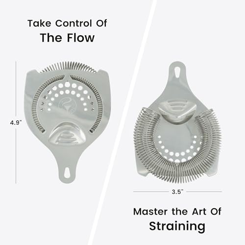 Cocktail Strainer for Drinks | Stainless Steel Bar tools | Ergonomic Hawthorne Strainer for Cocktail Shaker with High-Dense Spring | Silver Bar Strainers | Wizardtender - My Kitchen Products