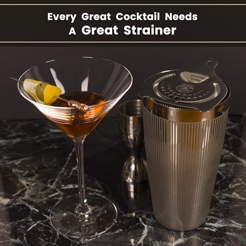 Cocktail Strainer for Drinks | Stainless Steel Bar tools | Ergonomic Hawthorne Strainer for Cocktail Shaker with High-Dense Spring | Silver Bar Strainers | Wizardtender - My Kitchen Products
