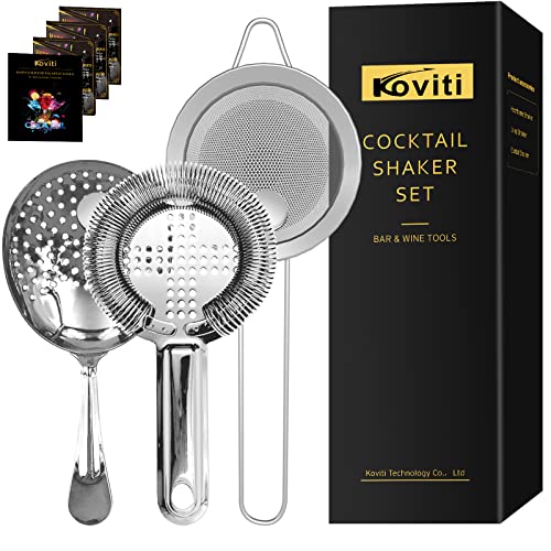 Cocktail Strainer-Stainless Steel Bar Tools Bartender Cocktail Strainer Set:Hawthorne Strainer,Julep Strainer and Conical