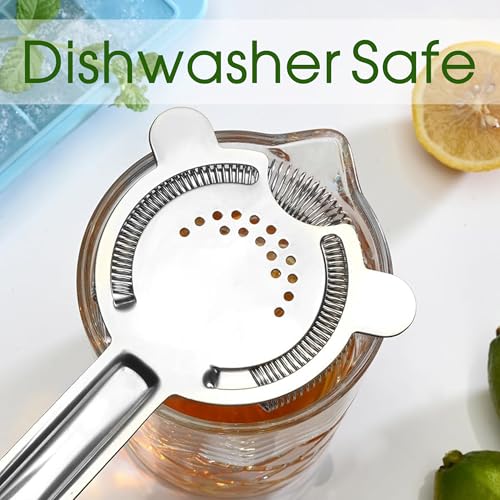 Cocktail Strainer – Stainless Steel Hawthorne Strainer with Removable Spring for Bartending, Boston Shakers, and Mixing Glasses – Perfect for Martinis and Cocktails (Silver) - My Kitchen Products