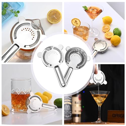 Cocktail Strainer – Stainless Steel Hawthorne Strainer with Removable Spring for Bartending, Boston Shakers, and Mixing Glasses – Perfect for Martinis and Cocktails (Silver) - My Kitchen Products