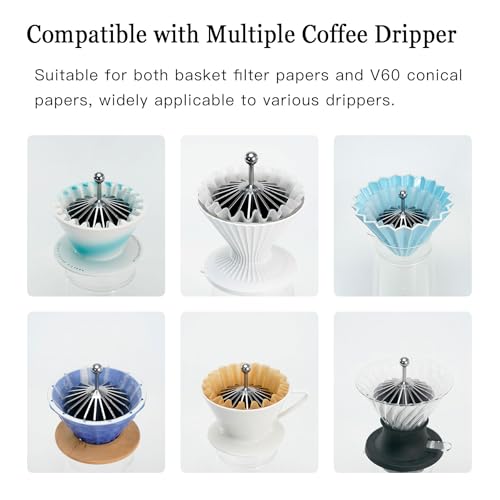 Codale Filter Paper Presser All Metal Coffee Filter Shape Retainer Pre-pour Tool for Basket & V60 Filter Paper Pour Over Coffee (Silver) - My Kitchen Products