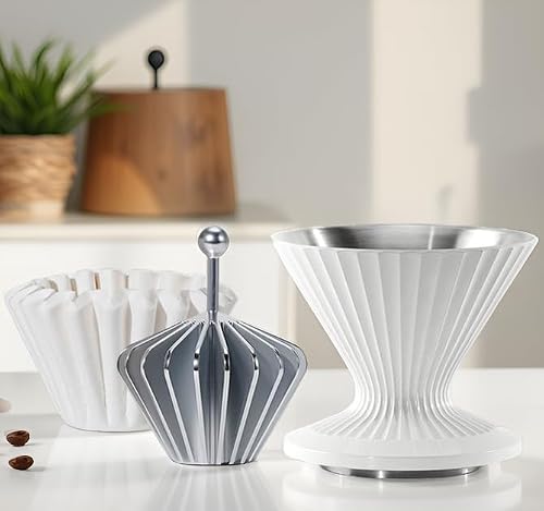 Codale Filter Paper Presser All Metal Coffee Filter Shape Retainer Pre-pour Tool for Basket & V60 Filter Paper Pour Over Coffee (Silver) - My Kitchen Products