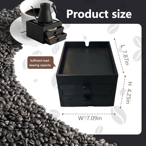 Coffee Brewer Organizer for Intasting Electric Kettle,Two-tier design with elevated kettle platform and pull-out Two-tier storage drawer，Elevated Pour Over Coffee Maker Holder for Beans, Tea & Accessories - My Kitchen Products