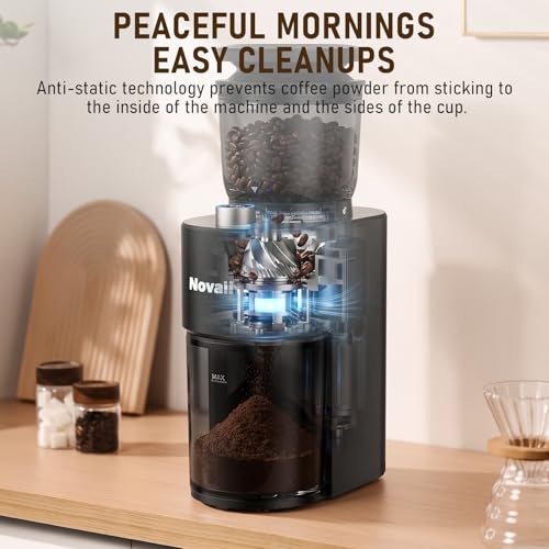Coffee Grinder, Electric Coffee Bean Grinder with Anti-Static Design, 38 Settings Burr Grinder, 60S Timer, Espresso Grinder Compact & Quiet for Home Use, Easy Clean & Memory Function, Black - My Kitchen Products