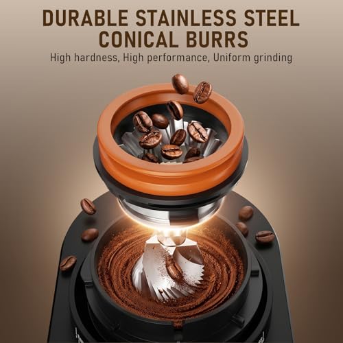 Coffee Grinder, Electric Coffee Bean Grinder with Anti-Static Design, 38 Settings Burr Grinder, 60S Timer, Espresso Grinder Compact & Quiet for Home Use, Easy Clean & Memory Function, Black - My Kitchen Products