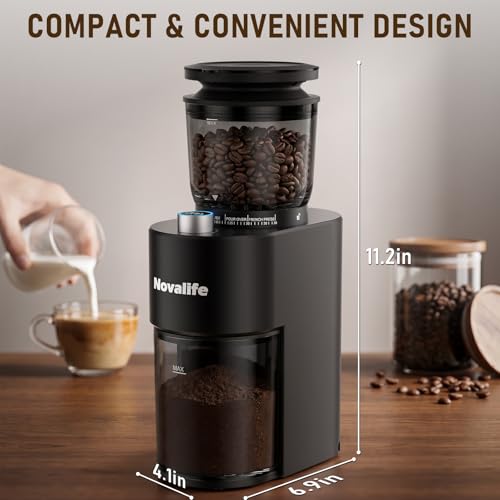Coffee Grinder, Electric Coffee Bean Grinder with Anti-Static Design, 38 Settings Burr Grinder, 60S Timer, Espresso Grinder Compact & Quiet for Home Use, Easy Clean & Memory Function, Black - My Kitchen Products