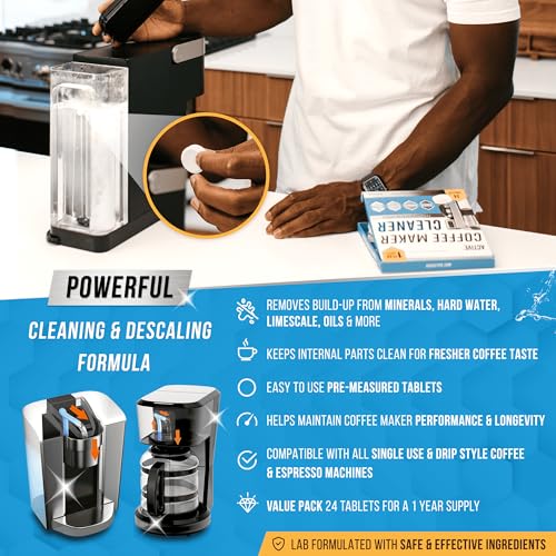 Coffee Machine Cleaner Descaler Tablets - 24 Count, Compatible With Nespresso, Keurig, Ninja, Delonghi, Miele, Coffee Maker Pot Descaling & Cleaning Tabs, Descale Drip Coffe And Espresso Machines - My Kitchen Products