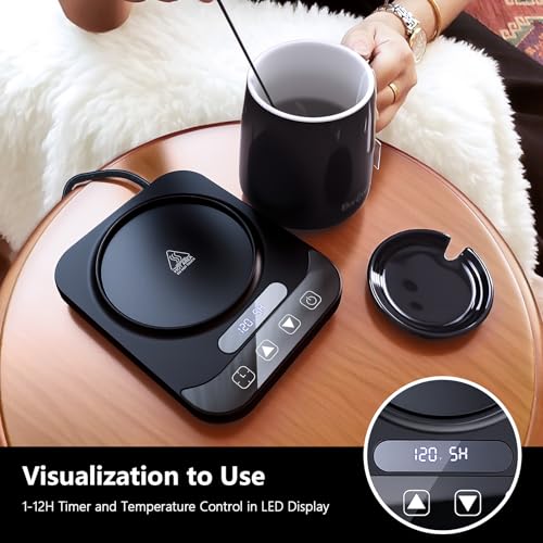 Coffee Mug Warmer Set, 12 Mode Timer & 36W Coffee Cup Warmer for Desk Auto Shut Off, 9 Mode Temperature, Best Gift for Women Men Coffee Lover, 14oz - My Kitchen Products