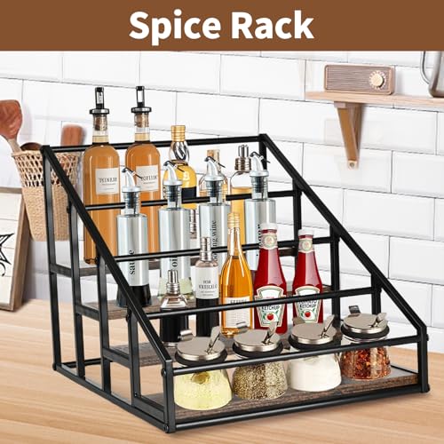 Coffee Syrup Organizer Rack, Liquor Bottle Display Shelf, Spice Racks, 4-Tier 16 Syrup Bottles Holder Stand for Coffee Bar Kitchen Small Wine Rack for Bar Family Storage for Syrup Wine Dressing - My Kitchen Products