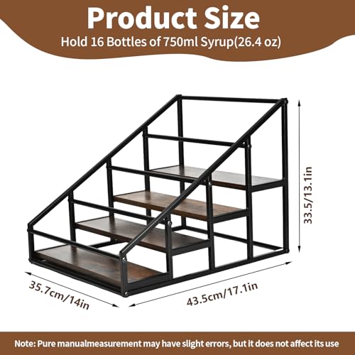 Coffee Syrup Organizer Rack, Liquor Bottle Display Shelf, Spice Racks, 4-Tier 16 Syrup Bottles Holder Stand for Coffee Bar Kitchen Small Wine Rack for Bar Family Storage for Syrup Wine Dressing - My Kitchen Products