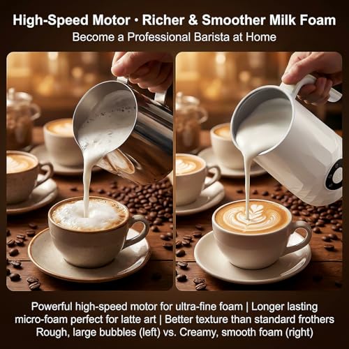 COFUN Milk Frother, 4-in-1 Electric Milk Frother and Steamer, 11.8oz Automatic Hot & Cold Foam Maker, Dishwasher Safe, Quiet Operation for Coffee, Latte, Cappuccino, Hot Chocolate (White) - My Kitchen Products