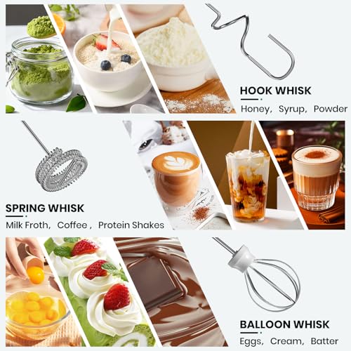 Colarlemo Milk Frother Handheld Rechargeable, Frother Wand Drink Mixer Electric Whisk for Coffee, Detachable With 3 Stainless Whisks, Hand Mixer for Lattes, Cappuccino, Matcha, Egg, No Stand,Black - My Kitchen Products