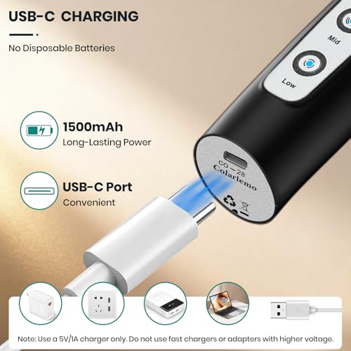 Colarlemo Milk Frother Handheld Rechargeable, Frother Wand Drink Mixer Electric Whisk for Coffee, Detachable With 3 Stainless Whisks, Hand Mixer for Lattes, Cappuccino, Matcha, Egg, No Stand,Black - My Kitchen Products