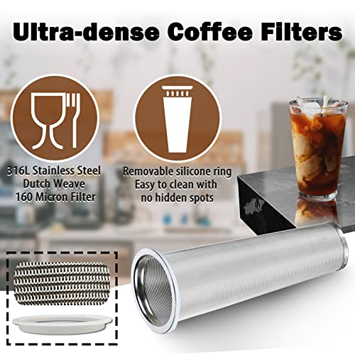 Cold Brew Mason Coffee Maker - 64oz Iced Coffee Pitcher with Stainless Steel Mixing Spoon & Super Dense Filter 3 Steps Finish Cold Brew Coffee, Classic BPA Free Sturdy Mason jar Pitcher Easy to Clean - My Kitchen Products