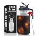 Cold Brew Mason Coffee Maker - 64oz Iced Coffee Pitcher with Stainless Steel Mixing Spoon & Super Dense Filter 3 Steps Finish Cold Brew Coffee, Classic BPA Free Sturdy Mason jar Pitcher Easy to Clean - My Kitchen Products
