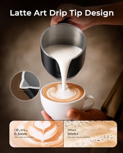 COLDFILL 8-in-1 Milk Frother, 21.16oz/600ml Automatic Milk Frother and Steamer, Electric Hot & Cold Foam Maker, Ergonomic Grip Detachable Frother for Coffee, Latte, Cappuccino, Dishwasher Safe - My Kitchen Products