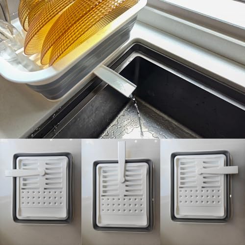 Collapsible Dish Drying Rack, Foldable Dinnerware Drainer Organizer for Storage Kitchen Counter RV Accessories Portable Rack Holders for Dishes Plates and Cups Camping Travelling Space Saver Essential - My Kitchen Products