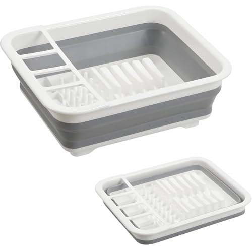 Collapsible Dish Drying Rack, Foldable Dinnerware Drainer Organizer for Storage Kitchen Counter RV Accessories Portable Rack Holders for Dishes Plates and Cups Camping Travelling Space Saver Essential - My Kitchen Products