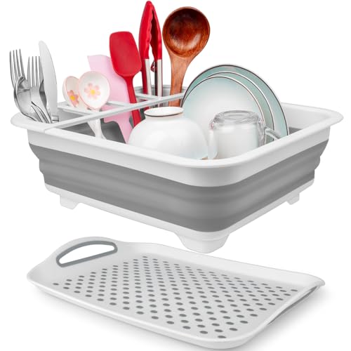 Collapsible Dish Drying Rack Portable Dish Drainers for Kitchen Counter with Drainboard, Kitchen Sink Organizer Basket RV Accessories Camper Storage and Organization Dish Rack Over Sink Drying Rack - My Kitchen Products