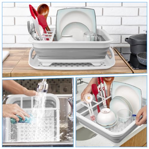 Collapsible Dish Drying Rack Portable Dish Drainers for Kitchen Counter with Drainboard, Kitchen Sink Organizer Basket RV Accessories Camper Storage and Organization Dish Rack Over Sink Drying Rack - My Kitchen Products